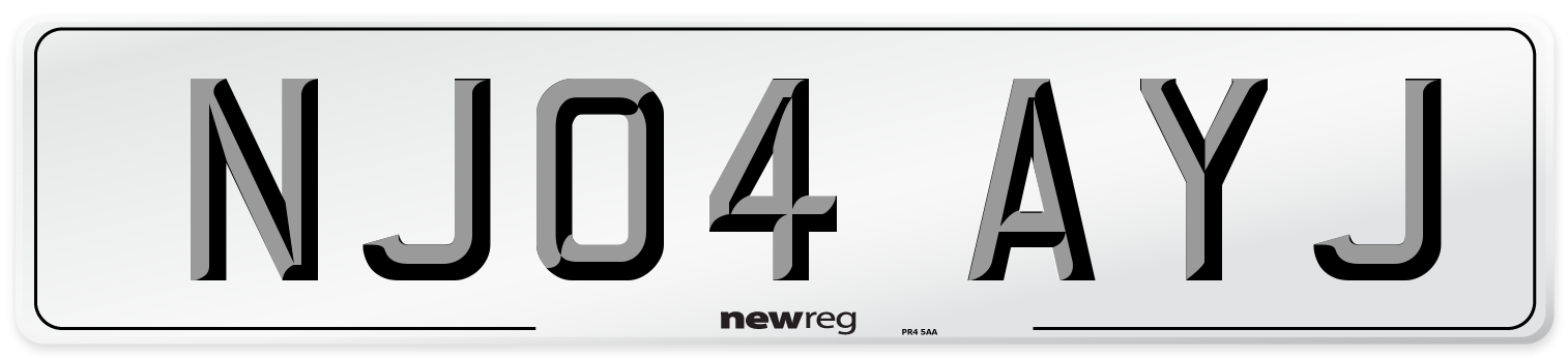 NJ04 AYJ Number Plate from New Reg